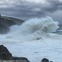 Buy canvas prints of   Porthleven Cornwall Storm,Porthleven harbour,Sea by kathy white