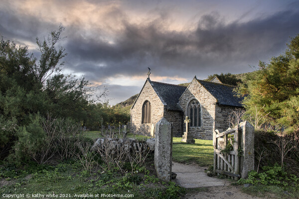 St Winwaloe Gunwalloe,Church cove  Cornwall, Picture Board by kathy white