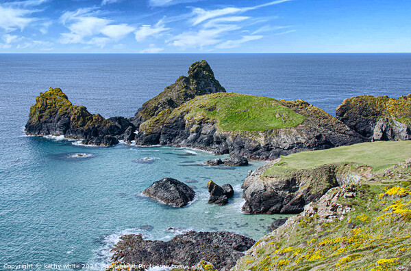 Kynance Cove on a sumer day,Cornish beaches,coast, Picture Board by kathy white