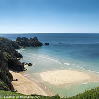 Buy canvas prints of  Pedn Vounder Beach,  Cornwall,  by kathy white