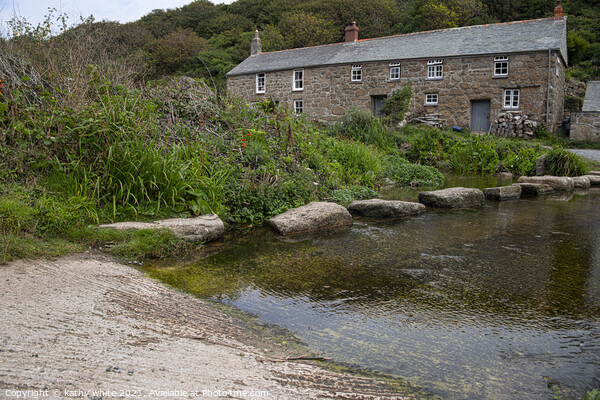 stepping stones across river at Penberth Cove  Picture Board by kathy white