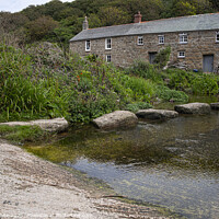 Buy canvas prints of stepping stones across river at Penberth Cove  by kathy white