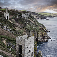 Buy canvas prints of Porthleven, cliff with old tin mines, Cornwall by kathy white