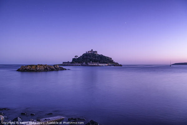 St Michaels mount Cornwall blue hour Picture Board by kathy white