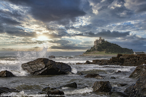 St Michaels mount Cornwall with a splash Picture Board by kathy white