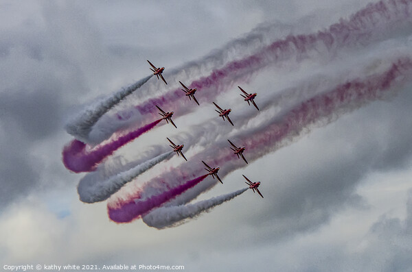 The Red Arrows Diamond Nine Picture Board by kathy white