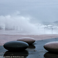 Buy canvas prints of Penzance Cornwall stormy scene,Pebbles on the Prom by kathy white