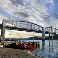 Buy canvas prints of  Tamar suspension bridge over the River Tamar  by kathy white