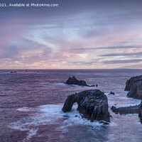 Buy canvas prints of longships lighthouse,Sunset set Lands End Cornwll by kathy white