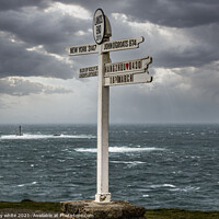 Buy canvas prints of Lands End ,The Iconic Signpost,Land’s End Signpost by kathy white