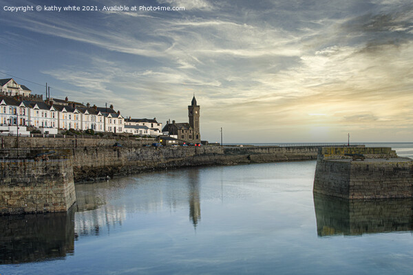 Porthleven Clock tower, at sunset Picture Board by kathy white