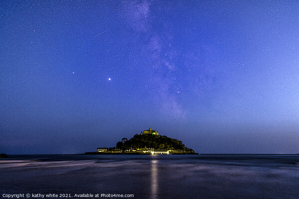 milkyway over St.michael mount,Milky Way, Picture Board by kathy white