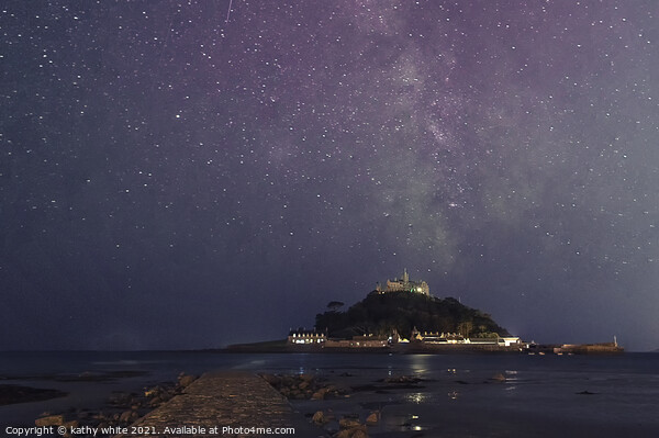 Majestic Milky Way over St Michaels Mount Picture Board by kathy white