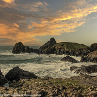 Buy canvas prints of Kynance Cove sunset Cornwall, Poldark Cornwall  by kathy white