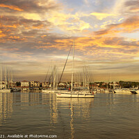 Buy canvas prints of Vodice Croatia sunset at the marina with yachts by kathy white