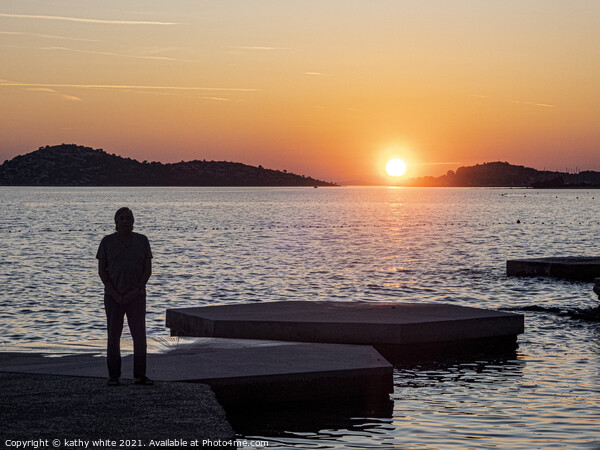 Croatia watching the sundown on the beach,croatian Picture Board by kathy white