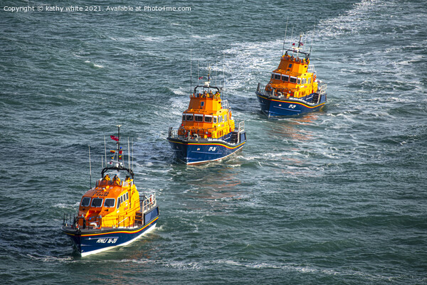 Brave Lifeboat Crew Battling Rough Seas Picture Board by kathy white