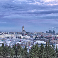 Buy canvas prints of Reykjavik Iceland in the winter with snow by kathy white