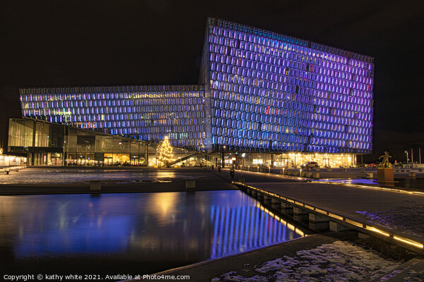 Harpa Concert Hall at night Picture Board by kathy white