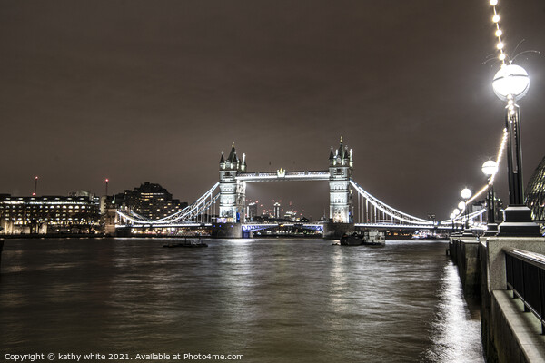 Tower Bridge at Night Picture Board by kathy white