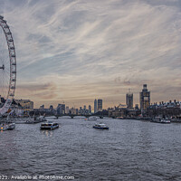 Buy canvas prints of London, Eye sunset by kathy white