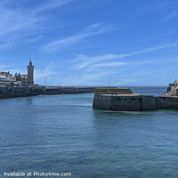 Buy canvas prints of Porthleven Harbour Cornwall,with blue sky in the s by kathy white
