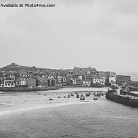 Buy canvas prints of St. Ives Cornwall uk,black and white by kathy white