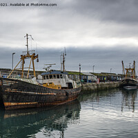 Buy canvas prints of Fishing boat wreck,Newlyn; harbour; Cornwall by kathy white