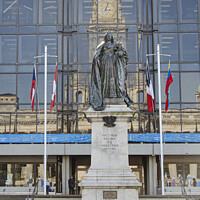 Buy canvas prints of Portsmouth guildhall with the statue of Queen Vict by kathy white