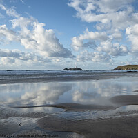 Buy canvas prints of Godrevy lighthouse from Hayle beach by kathy white