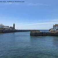 Buy canvas prints of Blue sky at the clock tower Porthleven by kathy white