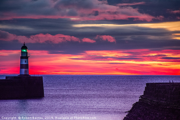 Seaham Lighthouse at Sunrise Picture Board by Lrd Robert Barnes