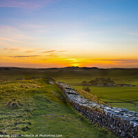 Buy canvas prints of Hardrian's Wall at Sunset by Robert Barnes