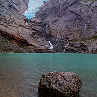 Buy canvas prints of Ice blue Briksdal Glacier Norway by Clive Rees