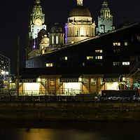 Buy canvas prints of Liverpool Pier Head at Night by Mike Chesworth