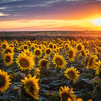 Buy canvas prints of Sunflowers at Sunset by Steffen Gierok-Latniak