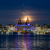 Buy canvas prints of Moonrise over Liverpool by Dominic Shaw-McIver