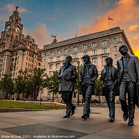 Buy canvas prints of Fab Four at the Liver Building by Dominic Shaw-McIver