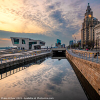 Buy canvas prints of A Golden Sunset at Liverpool's Pier Head by Dominic Shaw-McIver
