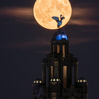 Buy canvas prints of Liverbird Moonrise by Dominic Shaw-McIver