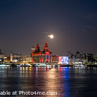 Buy canvas prints of Moonrise over Liverpool waterfront by Dominic Shaw-McIver