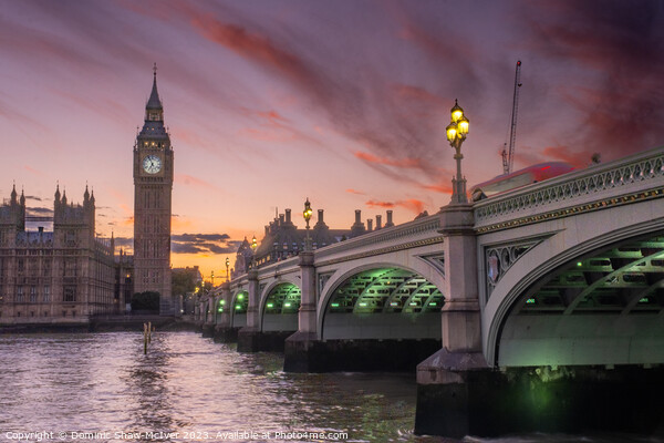 Sunset at Westminster Bridge Picture Board by Dominic Shaw-McIver
