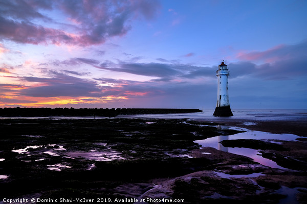 Majestic Sunset at New Brighton Lighthouse Picture Board by Dominic Shaw-McIver