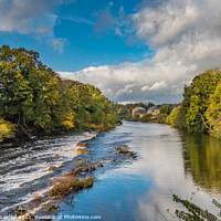 Buy canvas prints of Autumn Colours and Sun on the Tees at Barnard Castle by Richard Laidler