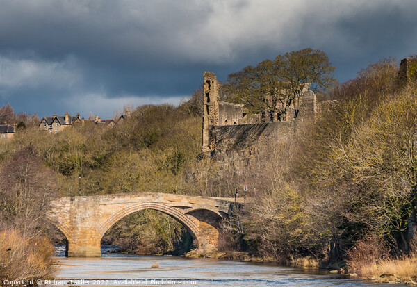 Barnard Castle County Bridge and Castle Ruins in Dramatic Light Picture Board by Richard Laidler