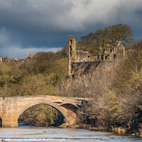 Buy canvas prints of Barnard Castle County Bridge and Castle Ruins in Dramatic Light by Richard Laidler