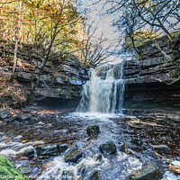 Buy canvas prints of Autumn at Summerhill Force Waterfall, Teesdale by Richard Laidler