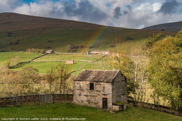 Swaledale Barns and Rainbow Nov 2022 (1) Picture Board by Richard Laidler