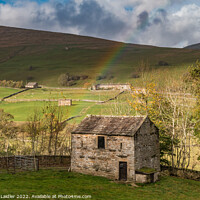 Buy canvas prints of Swaledale Barns and Rainbow Nov 2022 (1) by Richard Laidler