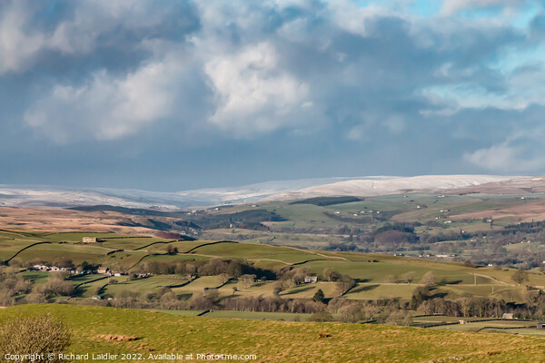 Towards Harwood and Ettersgill from Bail Hill in Winter Picture Board by Richard Laidler